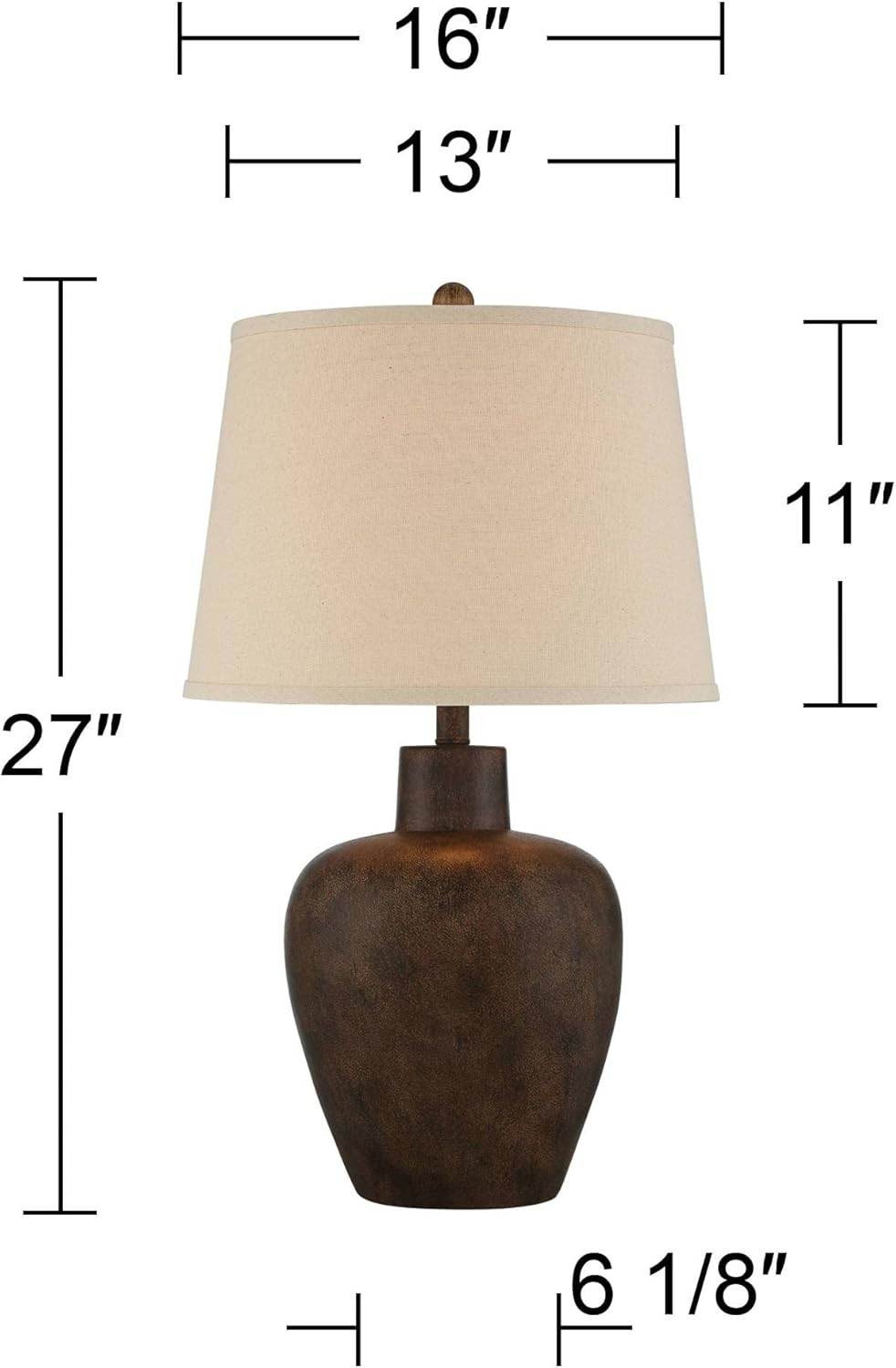 Regency Hill Glenn Farmhouse Rustic Southwestern Natural Cottage Table Lamps 27" Tall Set of 2 Da... | Amazon (US)