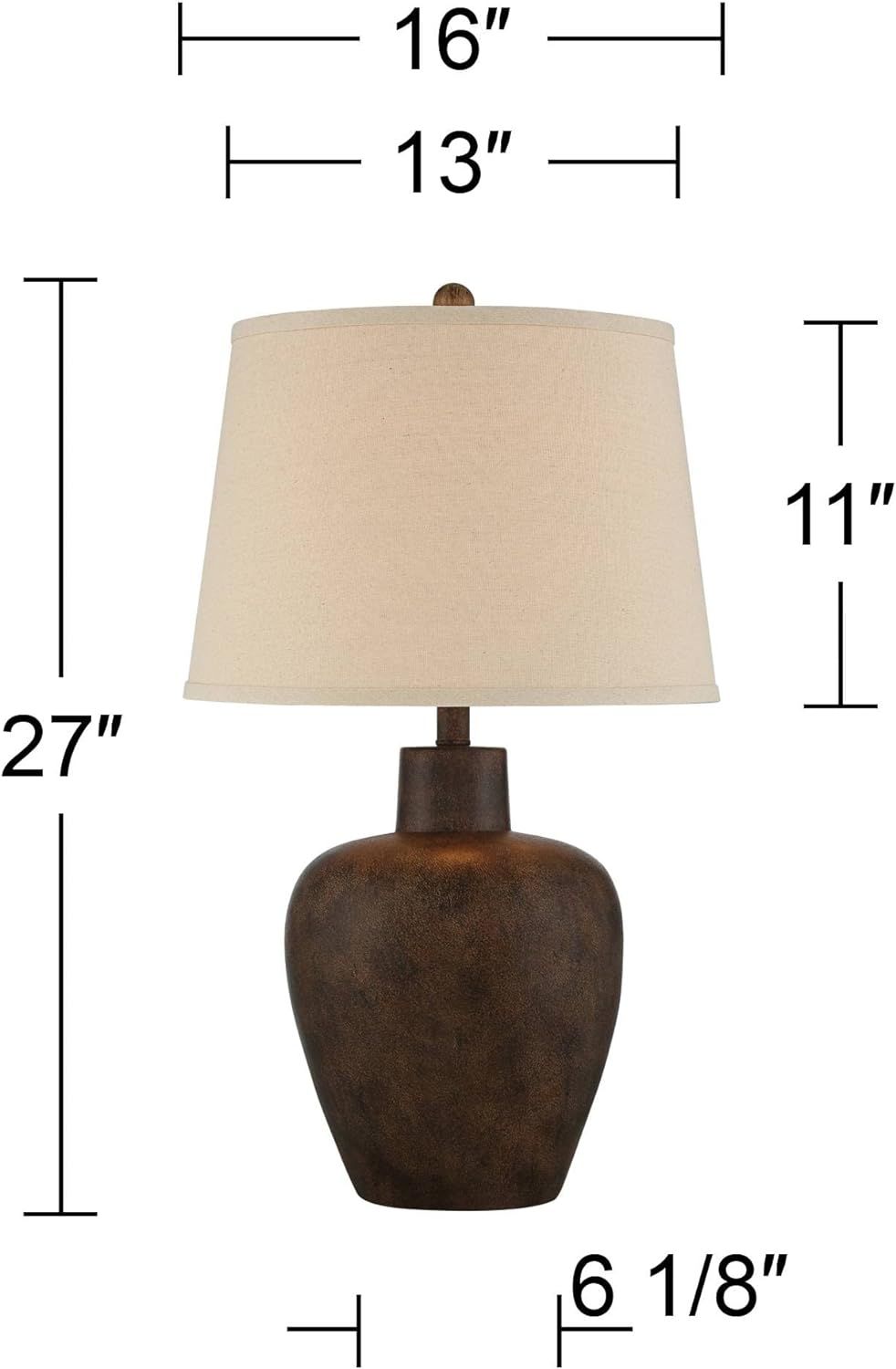 Regency Hill Glenn Farmhouse Rustic Southwestern Table Lamps 27" Tall Set of 2 Dark Terra Cotta T... | Amazon (US)