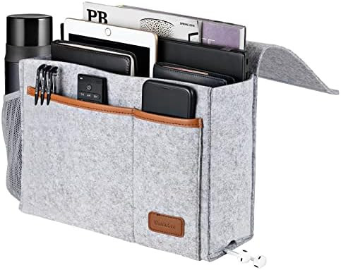 Bedside Caddy, Felt Bed Storage Organizer Hanging Bag Holder with 5 Pockets, Magazine Book Phone ... | Amazon (US)