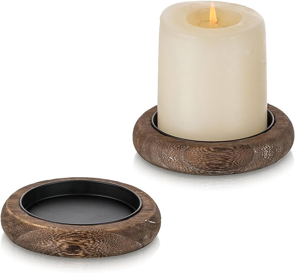 Romadedi Wood Candle Holder Farmhouse Decor - Pillar Candle Holders for Table Centerpiece Small T... | Amazon (US)