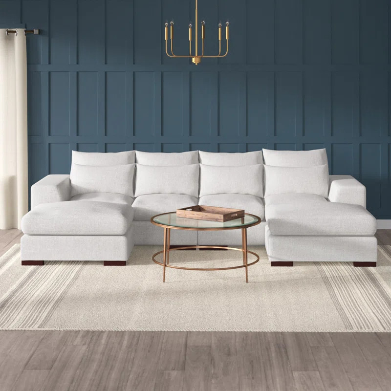 Tatman Linen Blend Sectional with 2 Ottomans | Wayfair North America