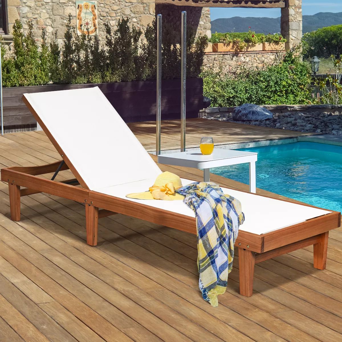 Costway  Patio Lounge Chair with 5-Postion Adjustable Backrest and Quick-Drying Fabric | Target