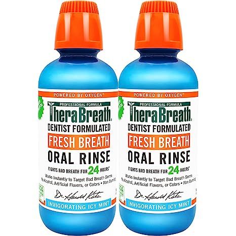 TheraBreath Fresh Breath Dentist Formulated Oral Rinse, Icy Mint, 16 Ounce (Pack of 2) | Amazon (US)