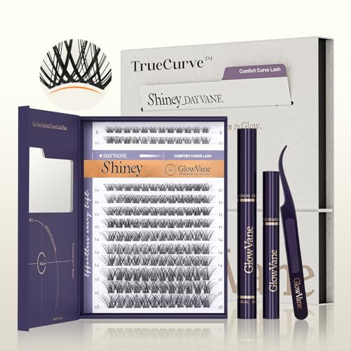 GlowVane TrueCurve Lash Clusters Kit, Natural Curved Band Eyelash, Shiney | Amazon (US)
