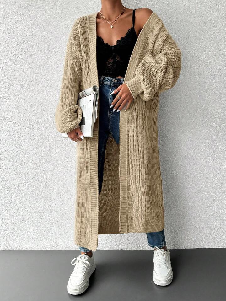 SHEIN Frauen Drop Schulter Lampion Ärmel Strickjacke Mit Offenem Front | SHEIN