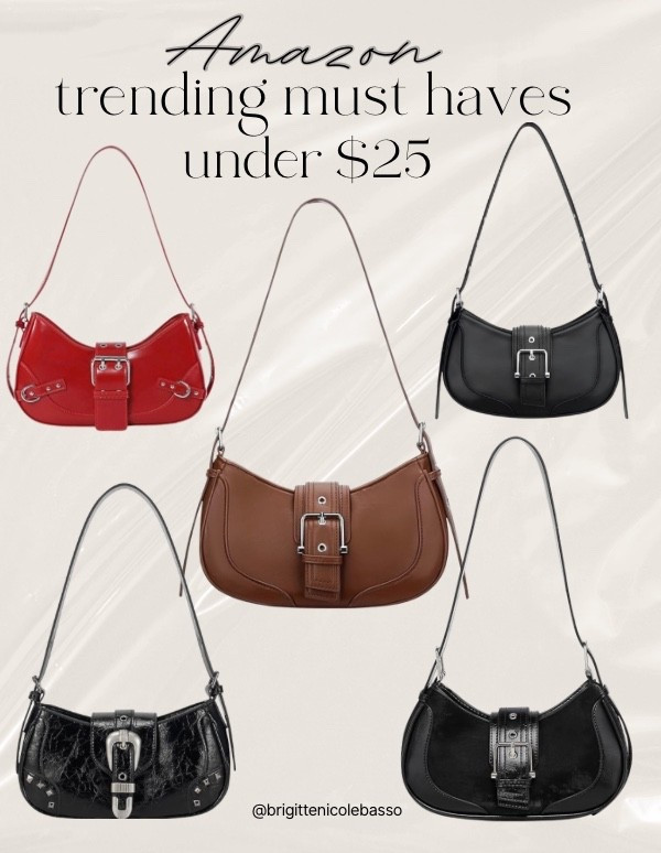 Amazon Trending Must-Have Bags Under $25 👜✨
The viral Y2K buckle shoulder bag you’ve seen everywhere — but for under $25. These Amazon handbags are the perfect mix of trendy, affordable, and designer-inspired, making them ideal for everyday outfits or a night out.
• Amazon Y2K shoulder bag 
• Chic buckle detail + structured shape
• Comes in black, brown, red & patent styles
• Budget-friendly under $25
• Perfect for fall/winter fashion & street style looks
Amazon bags, affordable handbags, under $25, Y2K purse, buckle shoulder bag, trending bags, Amazon fashion finds, budget fashion.


#LTKGiftGuide #LTKCyberWeek #LTKFindsUnder50