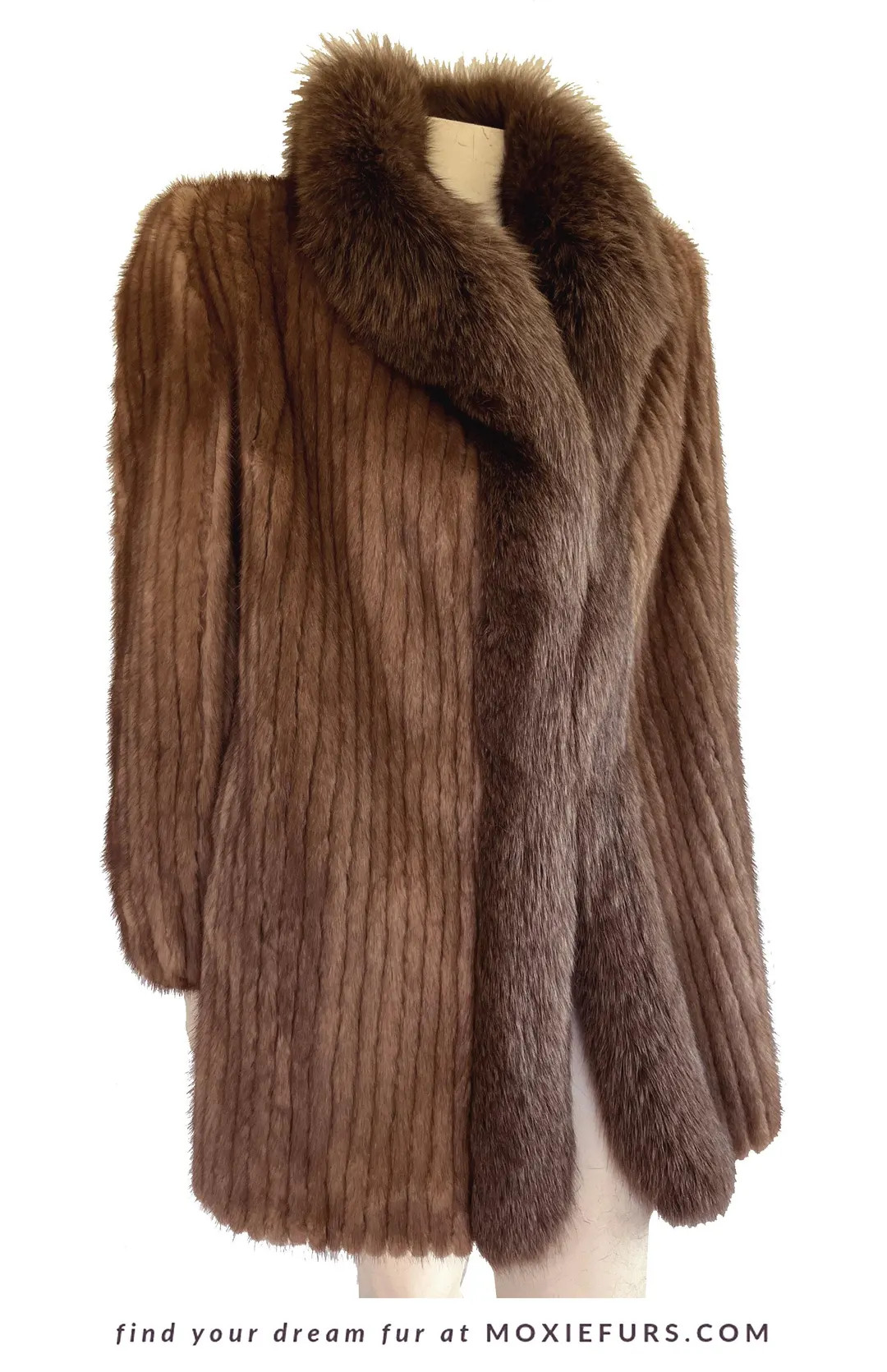 Brown MINK & FOX Fur Coat, 1980s Mob Wife Style Gift, Real Vintage Jacket, Winter Wedding, Mother... | Etsy (US)