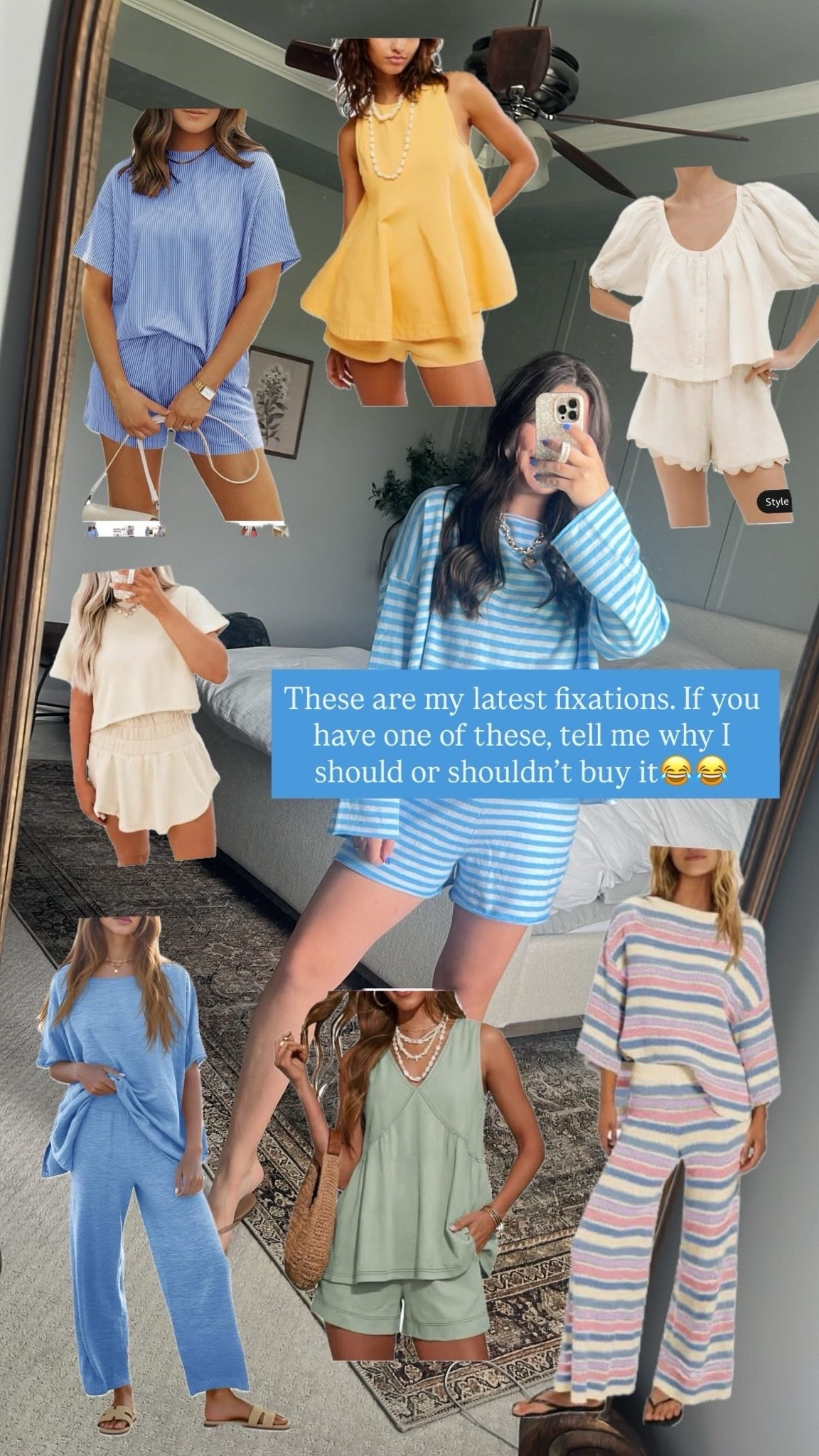 Amazon matching sets I can’t stop dreaming about! 

I actually just bought the top 2 (blue & yellow) so stay tuned! 

Amazon matching sets / matching outfits / comfy matching set / mom outfits / comfy but cute / effortless outfit / lounge set / comfy outfit / mom outfit / casual outfit / travel outfits / travel lounge set / everyday outfit / striped matching set / summer outfits / beach vacation outfits

#LTKmomlife #LTKootd