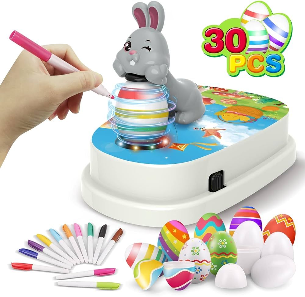 Easter Eggs Decorations Kit, Egg Decorator Spinner Easter Bunny Toy, Coloring Machine with 12 Dyi... | Amazon (US)