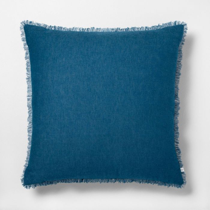 Raw Edge Throw Pillow Cross Dyed Navy - Hearth & Hand™ with Magnolia | Target