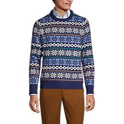 Men's Lighthouse Snowflake Crewneck Sweater | Lands' End (US)