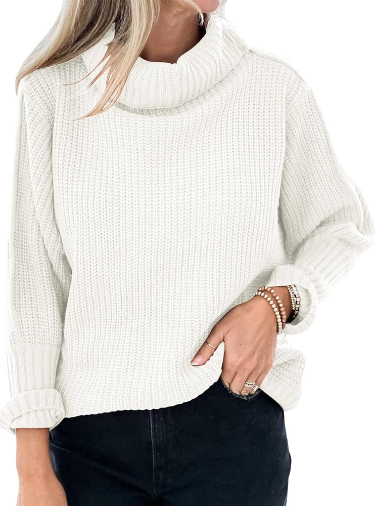 ANRABESS Womens Turtleneck Long Batwing Sleeve Oversized Casual Loose Fitting Pullover Sweater Kn... | Amazon (US)