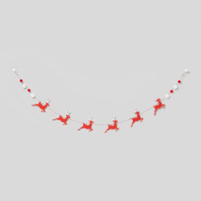 6ft Felt Reindeer Garland Red - Wondershop™ | Target