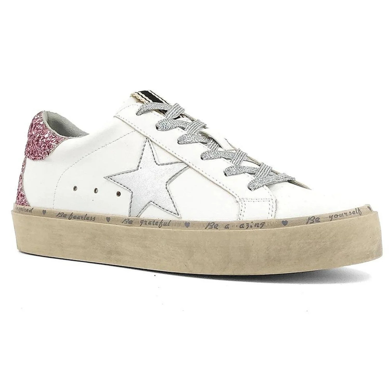 Shu Shop Womens Reba Pre Distressed Star Glitter Fashion Platform Sneakers (7.5) | Walmart (US)