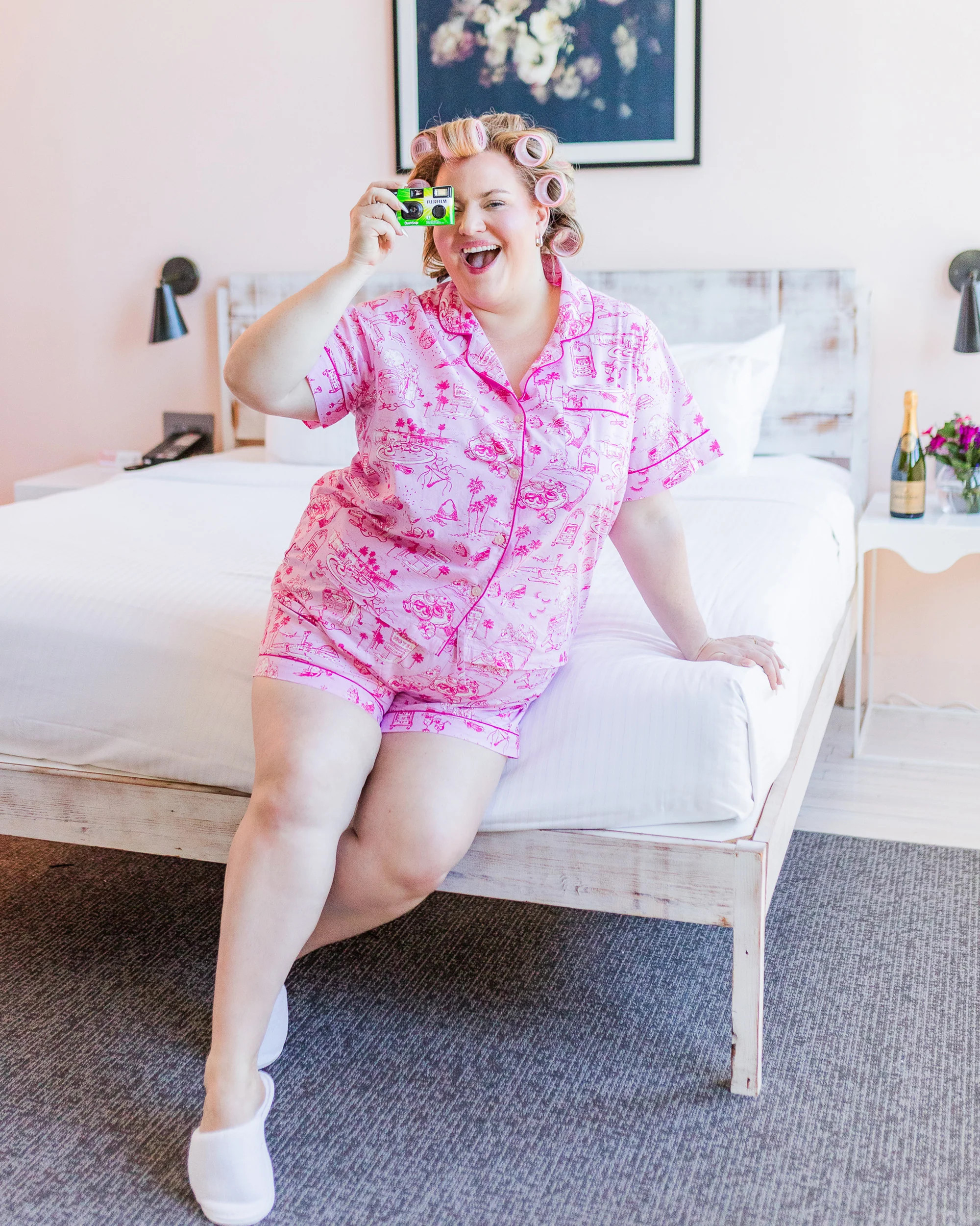 PF x Sean Taylor Girls' Trip Toile - Short PJ Set - Rose | Printfresh