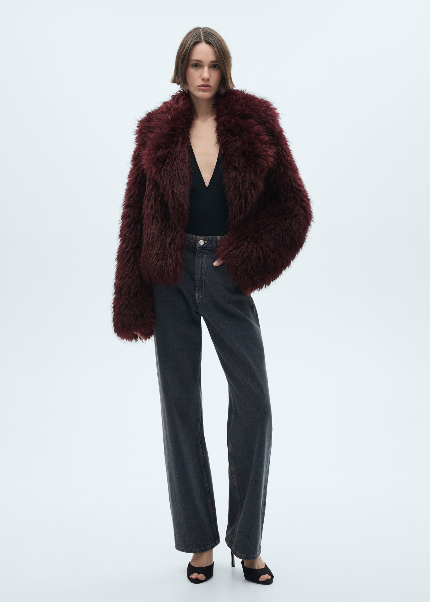Fur-effect jacket with lapels - Women | MANGO USA | Mango (US/MX/AU)