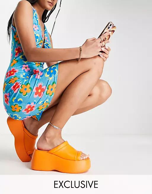 Daisy Street Exclusive chunky sole sandals in orange | ASOS (Global)