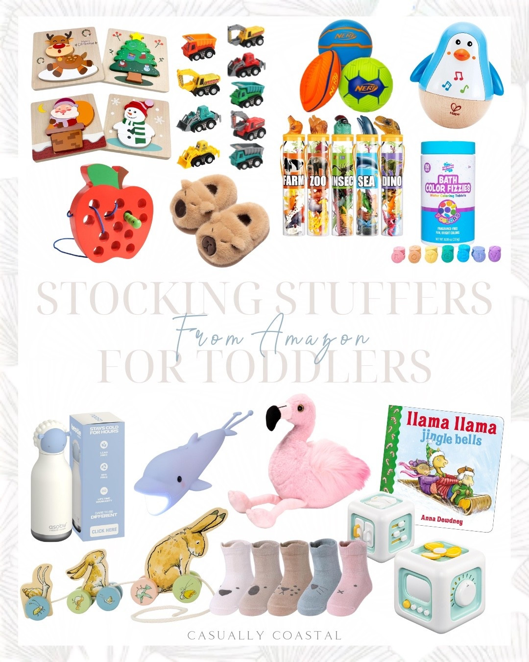 Stocking Stuffers For Toddlers From Amazon 

Amazon gift guide, affordable gifts, kids gifts, toddler stocking stuffers, Amazon stocking stuffers, Amazon toys, Amazon kids book, penguin musical wobbler, Llama Llama Jingle Bells book, wooden pull toy, busy cube toy, sensory toys for toddlers, wooden puzzle, bestie bottle, soft animal head stainless steel water bottle, animal figurines, rechargeable flashlight, wooden lacing threading toy, wooden toys, pink stuffed animal, flamingo plush toy, nerf micro foam sports ball set, construction toy cars, tub works bath color fizzies, toddler slippers, non slip socks, grips baby socks 

#LTKKids #LTKGiftGuide #LTKHoliday