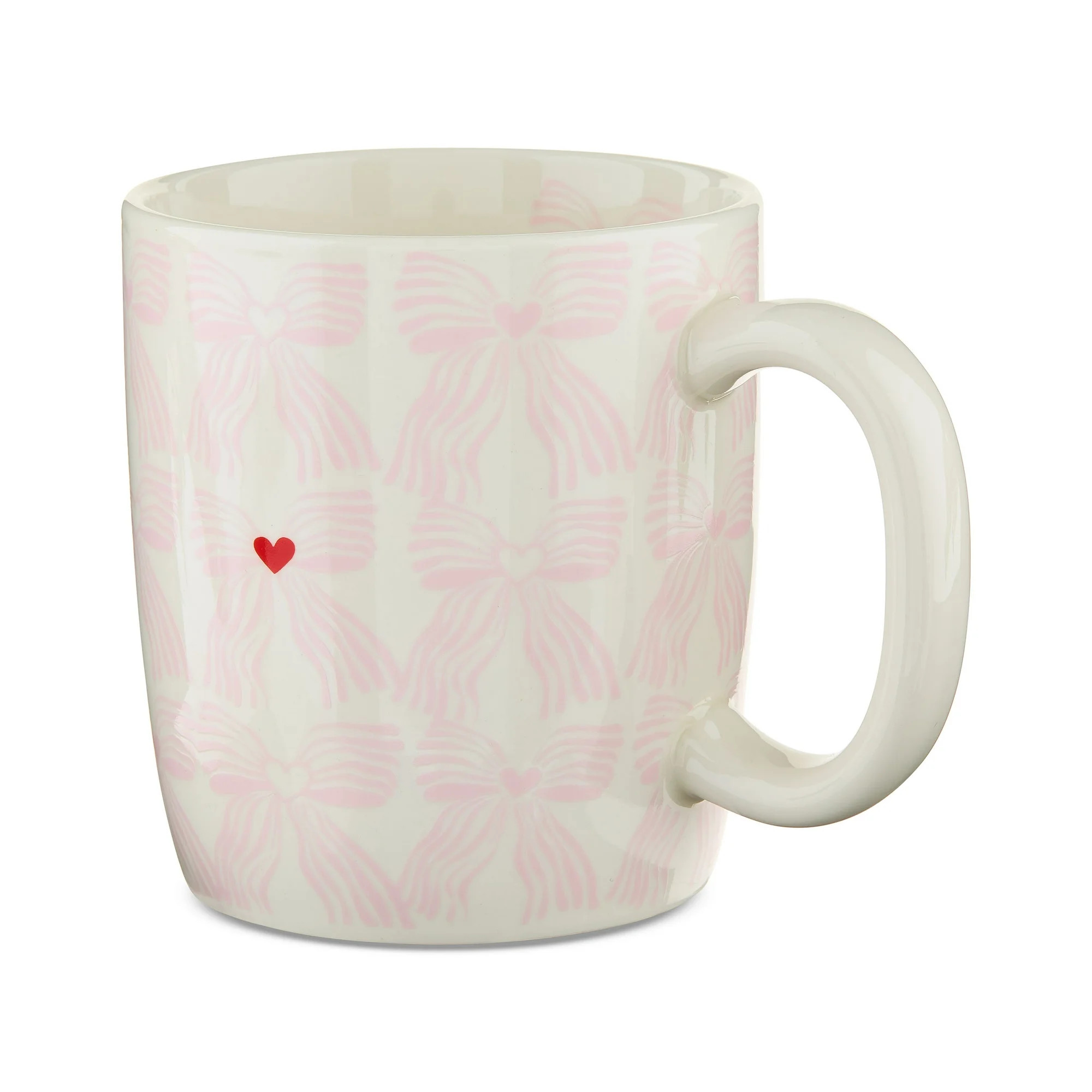 18.25 oz Bows Ceramic Stoneware Mug, Pink and White, Valentine's Day by Way To Celebrate | Walmart (US)