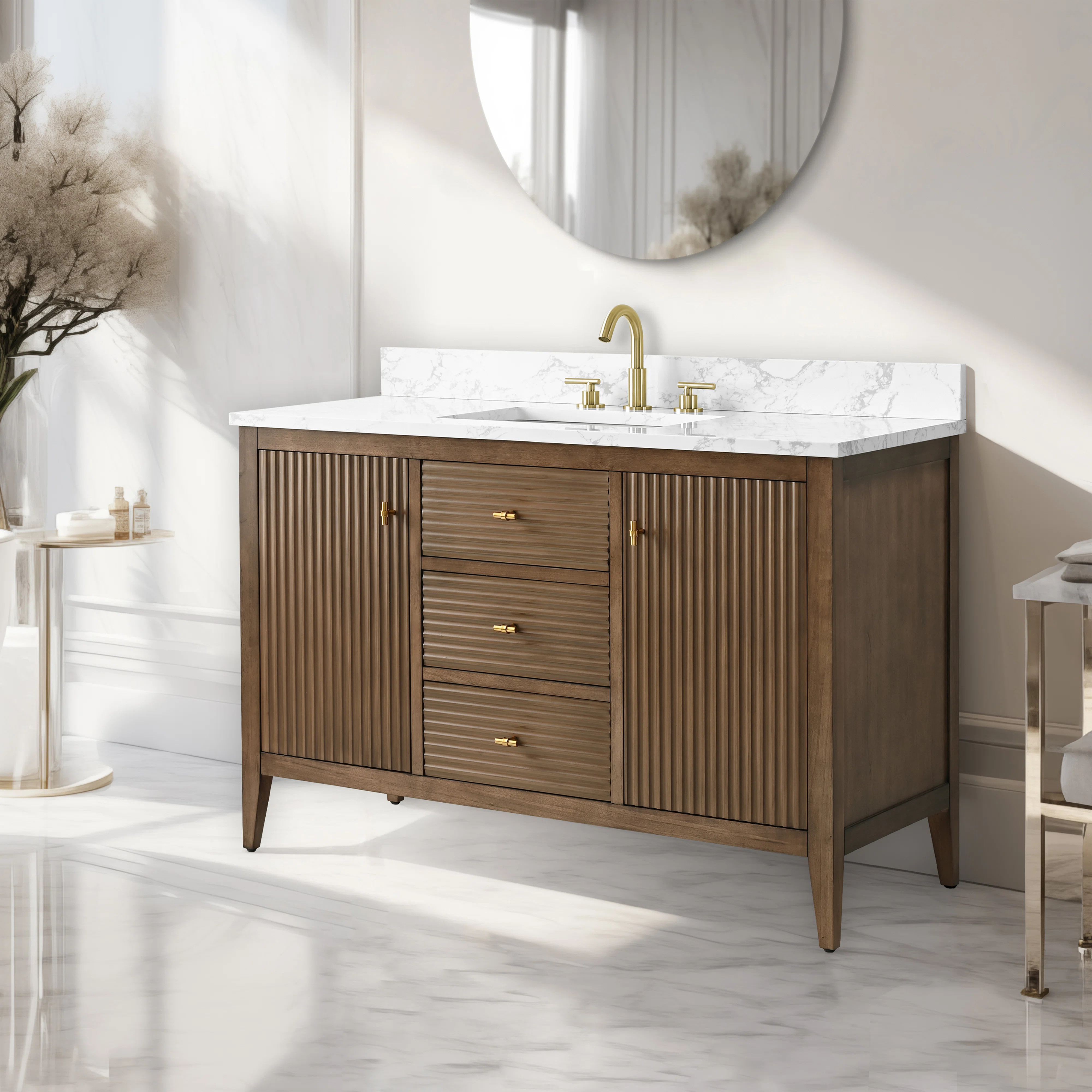 48'' Single Bathroom Vanity with Engineered Marble Top | Wayfair North America