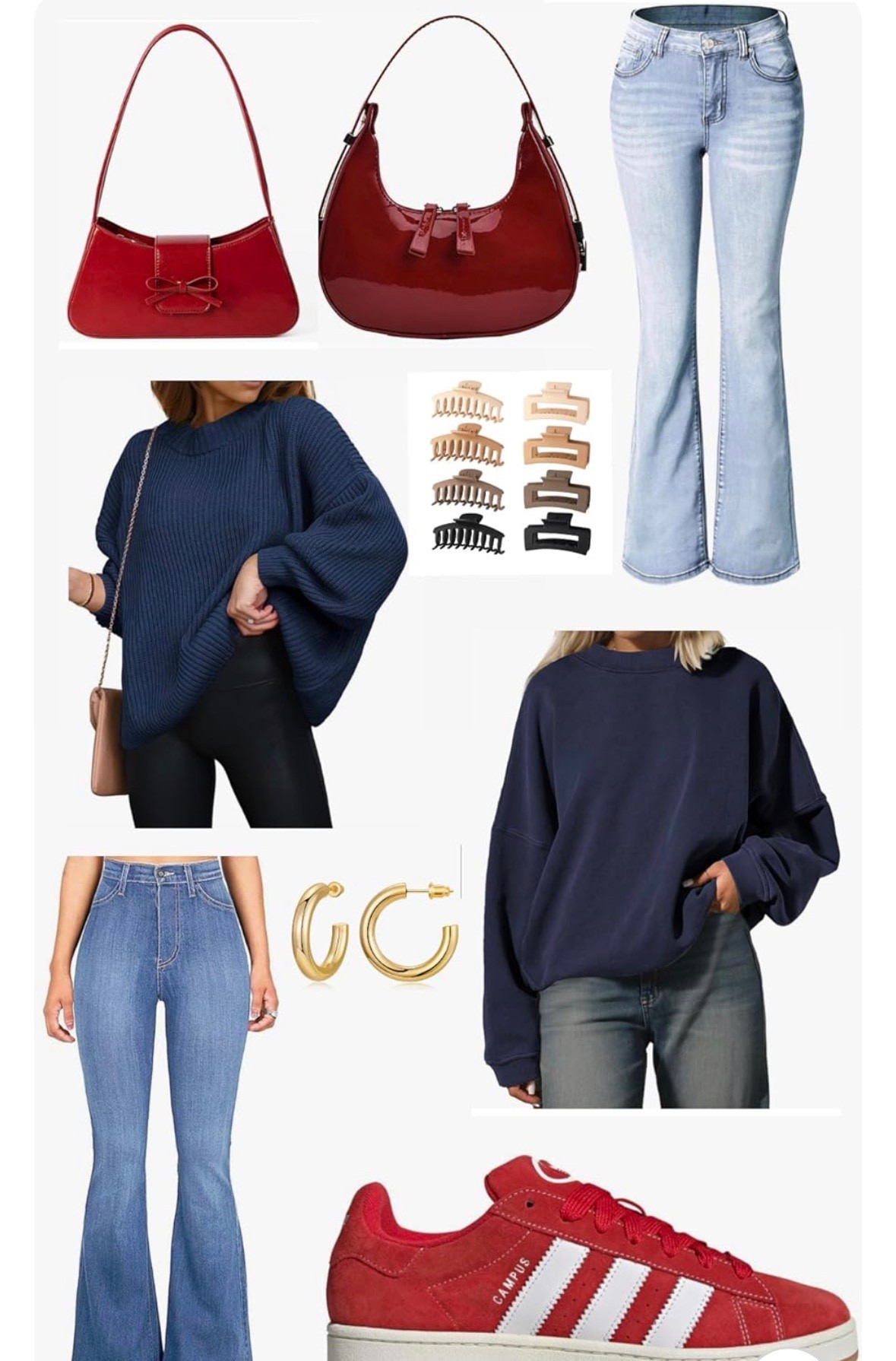 Casual winter/fall outfit inspo! ❄️

Casual fall fashion inspo on Amazon — oversized navy sweaters, cozy knit pullovers, light wash flare jeans, high-waisted denim, red Adidas sneakers, statement red handbags, gold hoop earrings, neutral hair claw clips, everyday essentials, laid-back street style, sporty chic vibes, cozy casual outfits, timeless fall basics, minimal accessories, Amazon fashion finds, effortless on-the-go look.

#LTKCyberWeek #LTKStyleTip #LTKootd