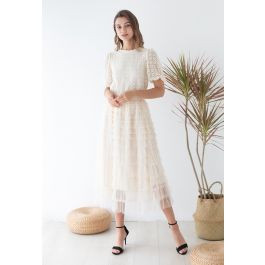 Adorable Tiered Ruffle Mesh Tulle Skirt in Cream | Chicwish