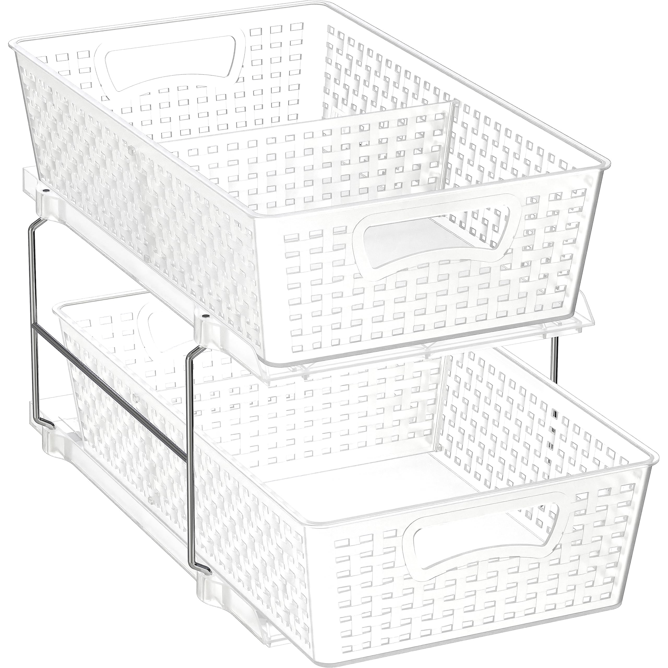 Simple Houseware 2 Tier Bathroom Organizer Tray Pull-Out Sliding Drawer/Under-Sink Storage, Clear | Amazon (US)