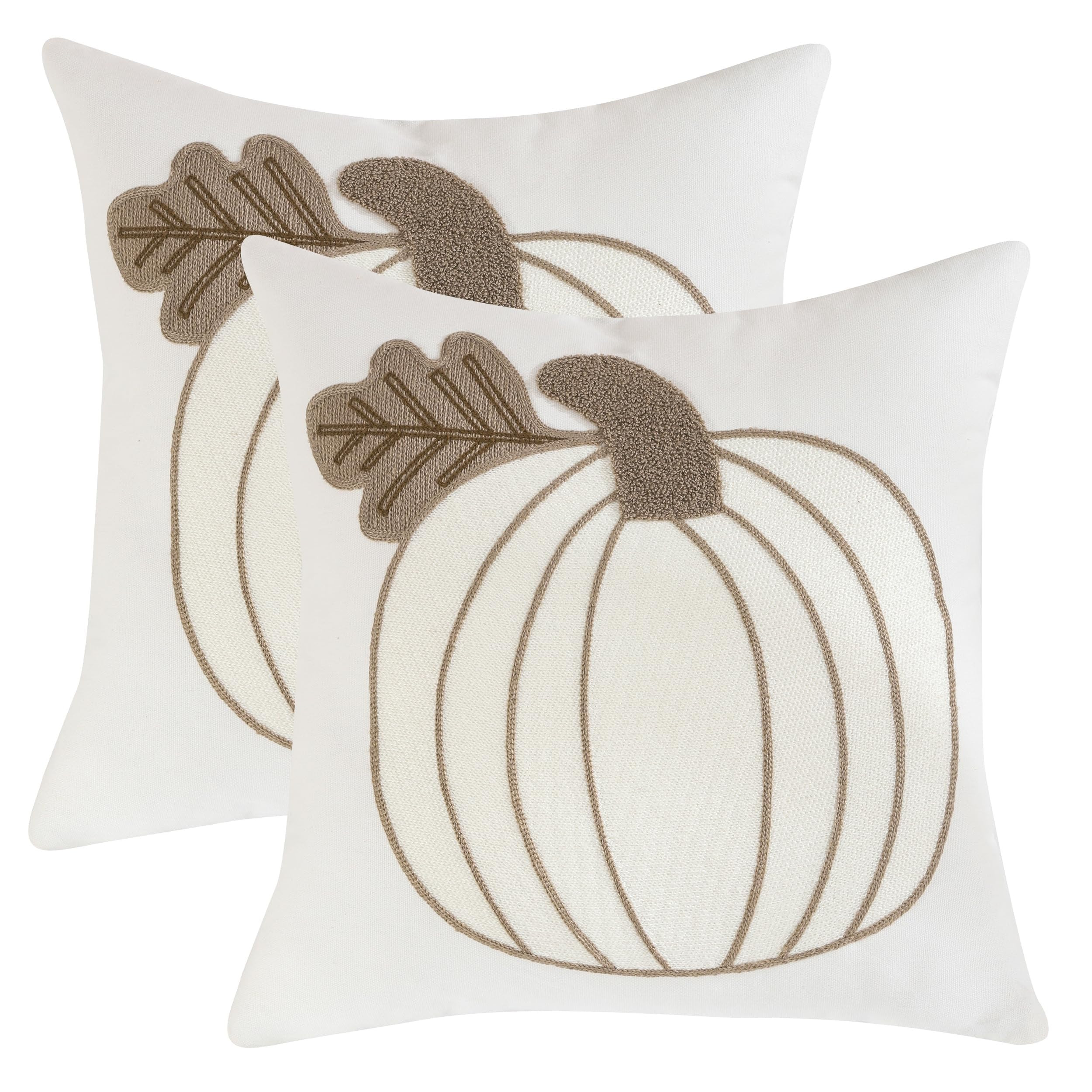 Tosleo Fall Pillow Covers 18X18 inch Set of 2 White Pumpkin Embroidered Throw Pillow Cases Hallow... | Amazon (UK)