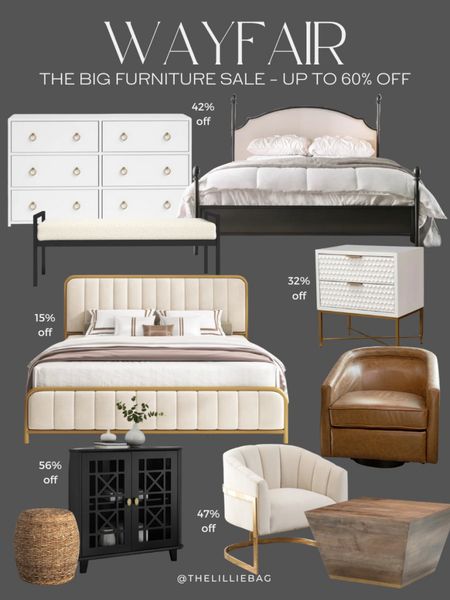 Wayfair big furniture sale. Up to 50 & 60% off. 

Accent chairs. Bedroom. Dressers. Side table. Nightstand. Cabinet. Coffee table. End of bed bench. Home decor. Furniture. Bed frame. Woven stool. Home refresh. Spring decor. 

#LTKsalealert #LTKunder100 #LTKhome