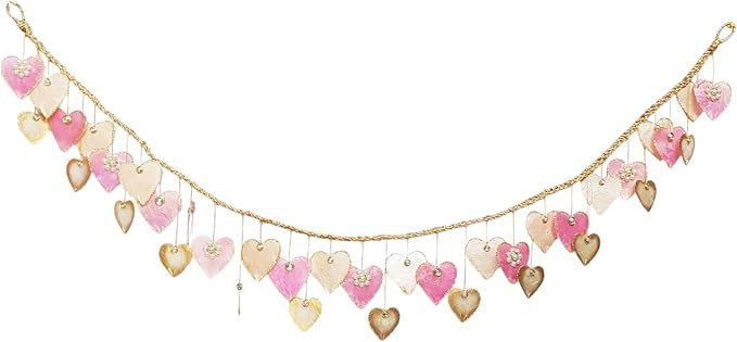 5' Jeweled Hearts Capiz Garland (Pink) – Handcrafted Valentine Garland for Elegant Valentine De... | Amazon (US)