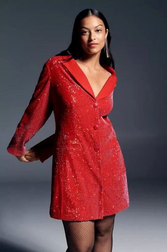 Anthropologie Maeve 0P NWT Sequin Blazer Dress Red Coat Mini Dress 0 Petite  | eBay | eBay US