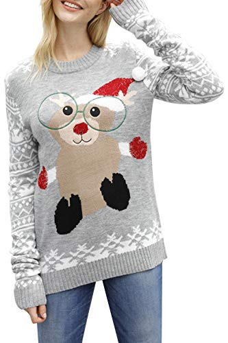 Pink Queen Women's 2025 Ugly Christmas Sweater Long Sleeve Knitted Pullove Xmas Jumpers Tops | Amazon (US)