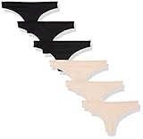 Amazon.com: Amazon Essentials Women's Thong Underwear, Pack of 6, Black/Soft Petal, X-Large : Clo... | Amazon (US)