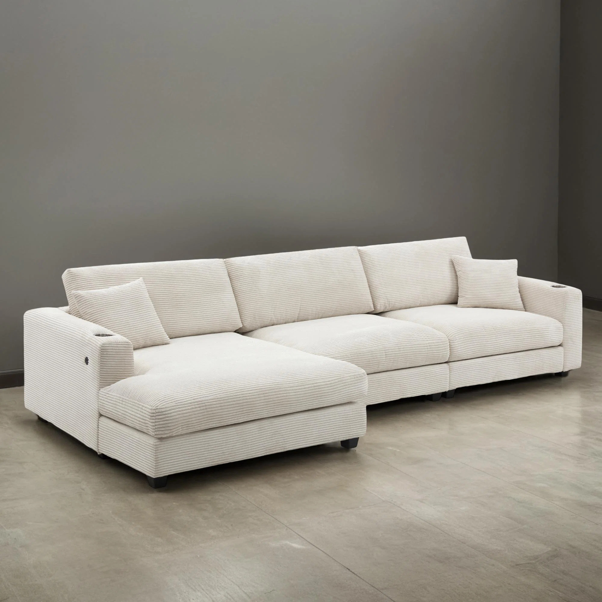 Latitude Run® 134" Wide L-Shaped Sleeper Sectional Sofa Bed with USB Charging Port | Wayfair | Wayfair North America