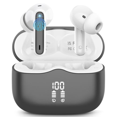 Wireless Earbuds, 2025 Bluetooth 5.4 Headphones in Ear with 4 ENC Noise Cancelling Mic, New Wireless Earphones HiFi Stereo Deep Bass 40H Playtime, LED, in-Ear Bluetooth Ear Buds IP7, Dark Gery | Amazon (US)