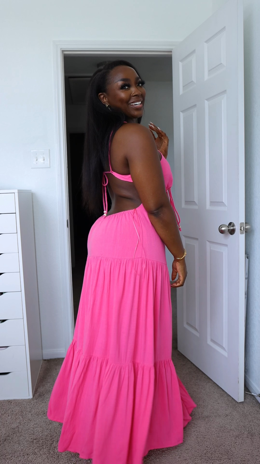 Loving the low back sexiness of this dress! Wearing a Medium 

#LTKfindsunder100 #LTKVideo #LTKbeauty