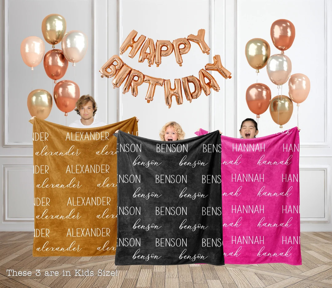 NEW Kids Name Blanket With Name for Girls for Boys Custom Christmas Gift for Grandkids Present Pe... | Etsy (US)