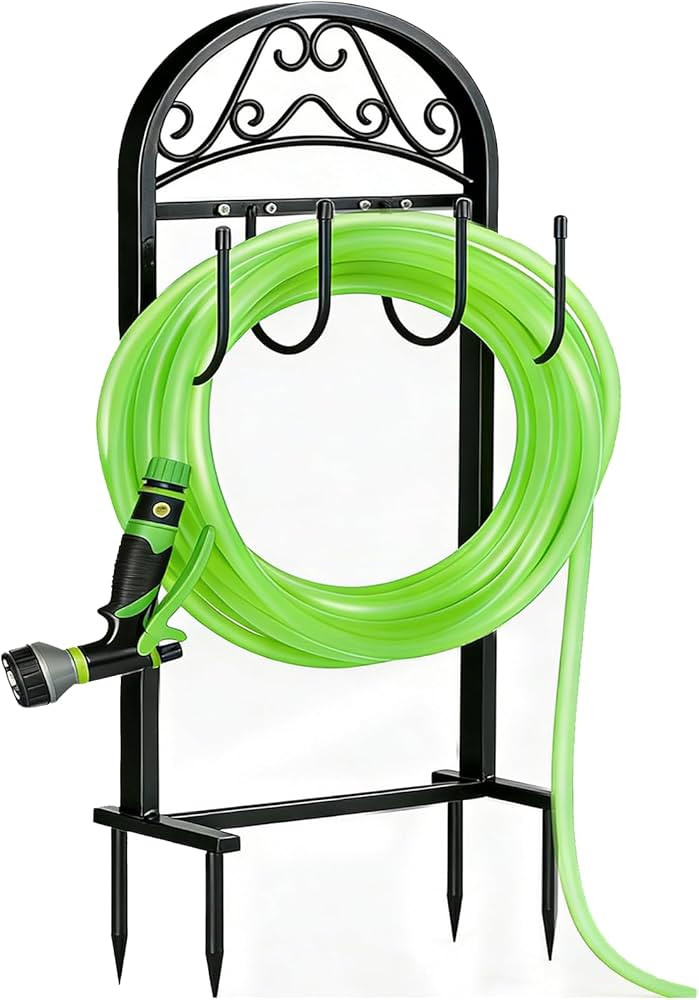 Garden Hose Holder, Hose Holder Stand Rustproof Freestanding Heavy-Duty with Sturdy Metal Hose St... | Amazon (US)