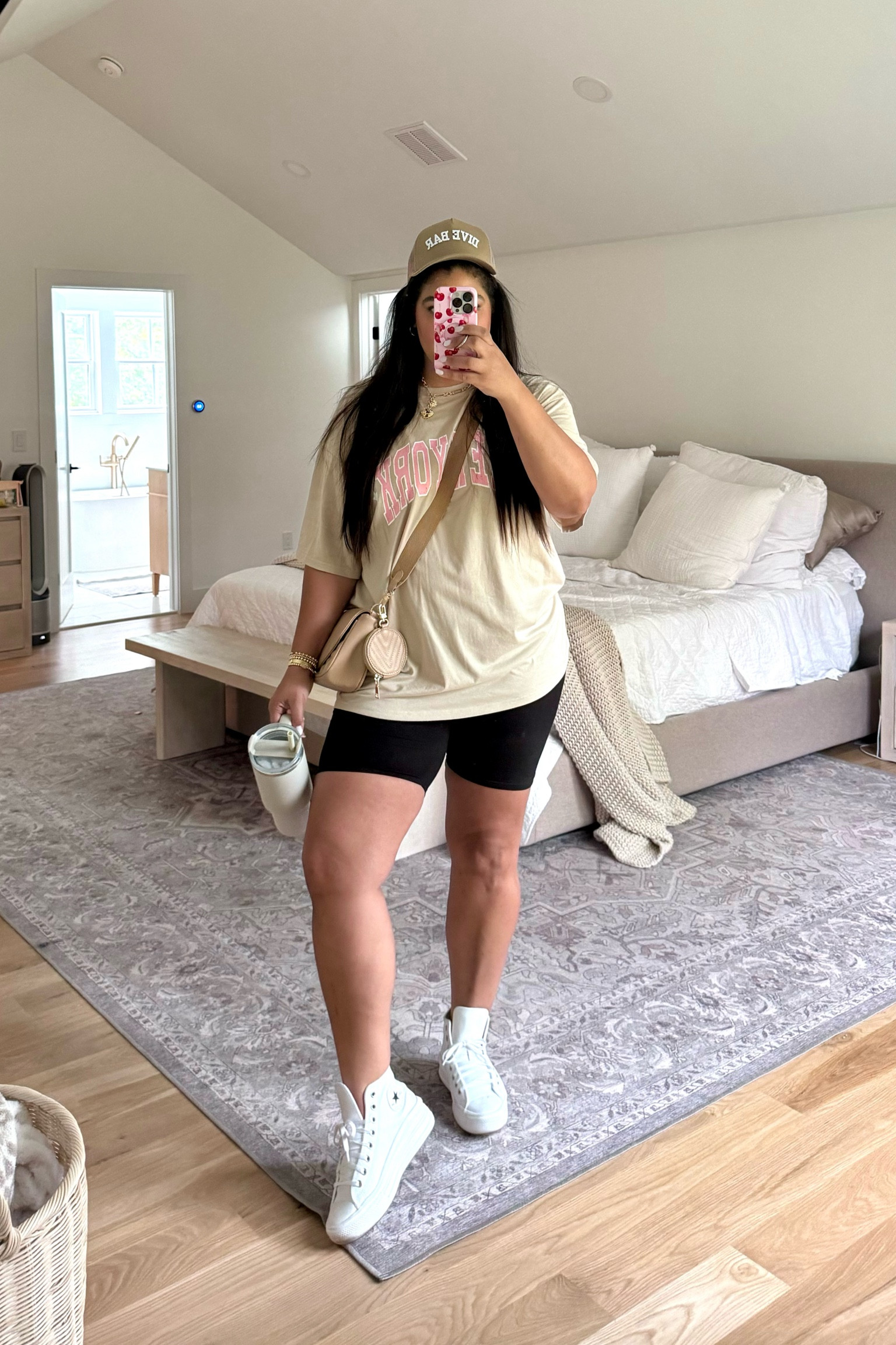 Casual midsize outfit of the day! I’m 5’9” 38D size 12 or XL wearing an XXL in this oversized top & a L in the biker shorts 🙌🏽

#LTKMidsize #LTKFindsUnder50 #LTKPlusSize