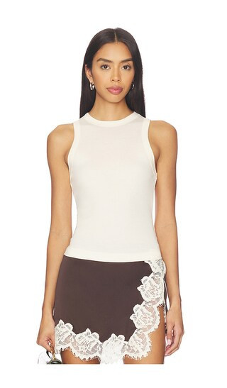 Aya Muse Jersey High Neck Tank in Cream. - size L | Revolve Clothing (Global)