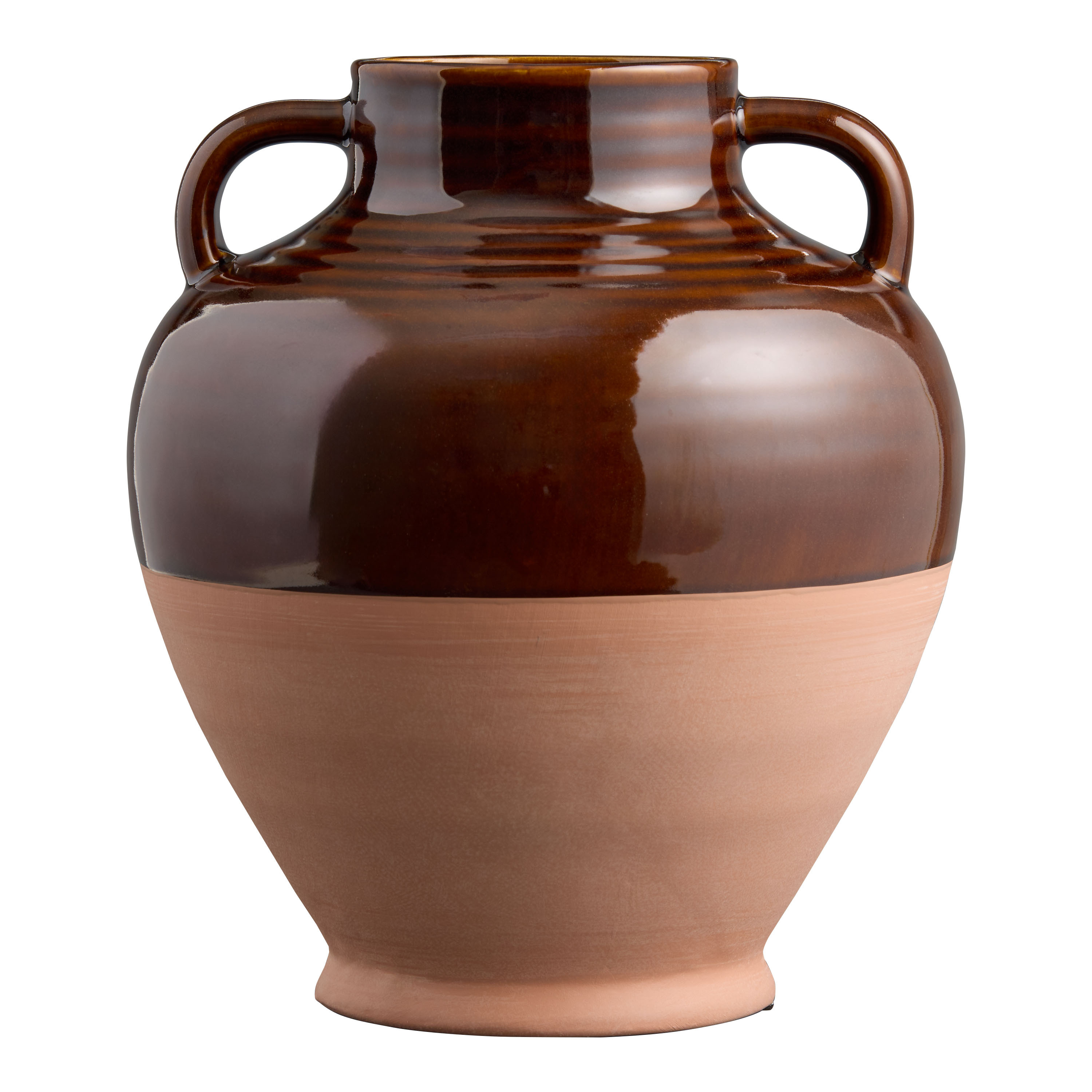 Terracotta and Brown Reactive Glaze Ceramic Dipped Urn Vase | World Market