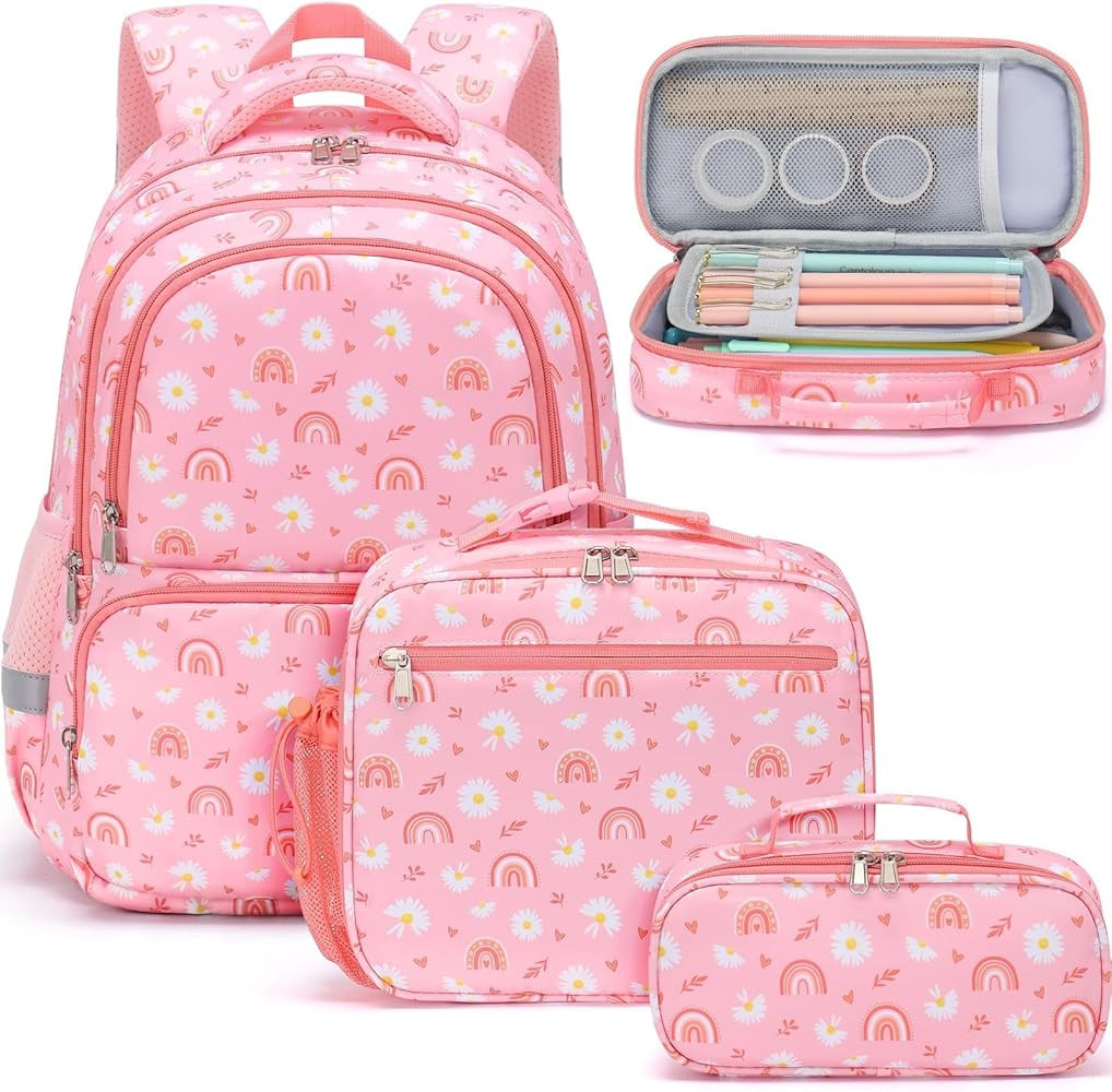Fimibuke Kids Backpack for School Girls, 3PCS Waterproof Toddler School Bag Cute Bookbag Set with... | Amazon (US)