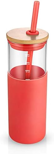 Tronco 24oz Glass Tumbler Glass Water Bottle Straw Silicone Protective Sleeve Bamboo Lid - BPA Free | Amazon (US)