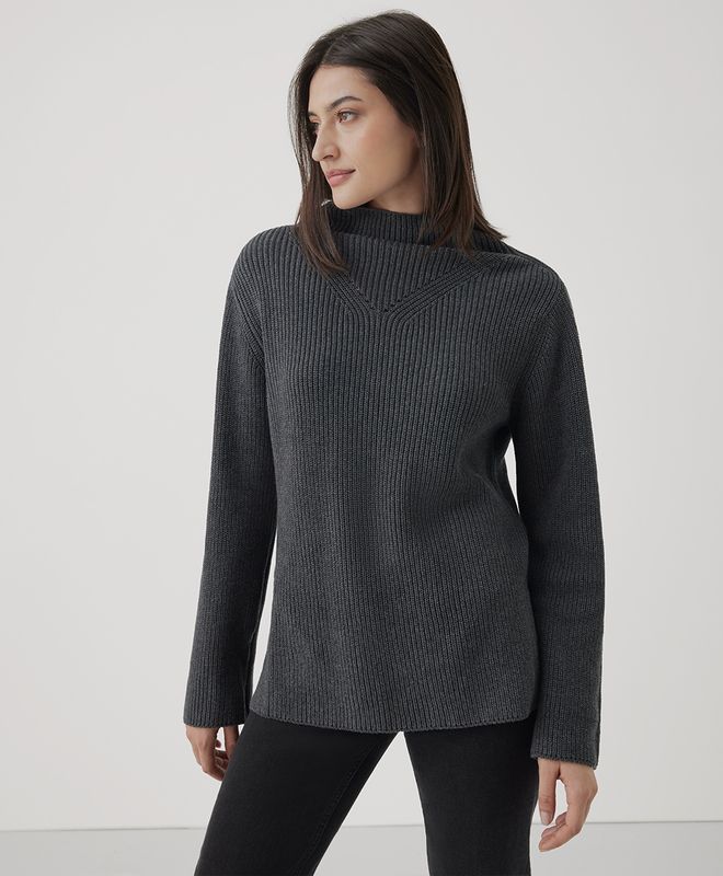 fisherman knit tunic sweater | Pact Apparel