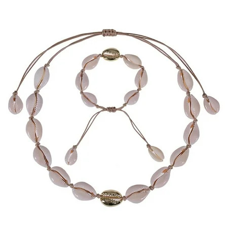 Summer Shell Choker Necklace with Bracelet Choker Handmade Fashion Beach Jewelry | Walmart (US)