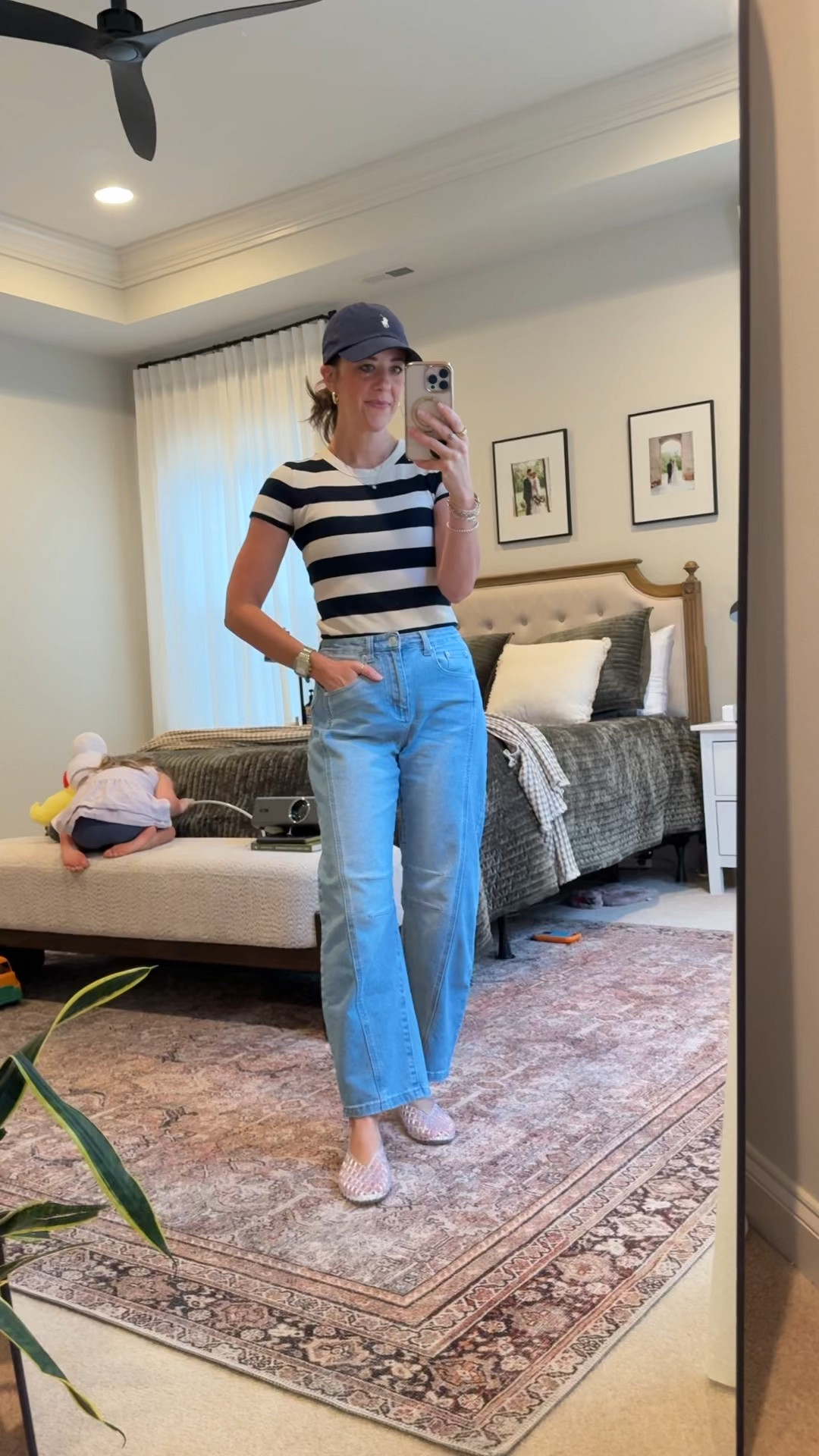 Casual mom-day outfit as we head into fall 🤍

Striped tee + cropped jeans + jelly flats + a baseball cap. Easy for school drop-off, errands, playdates, and all the in-between.

#LTKMomStyle #LTKFallStyle #LTKSeasonal #LTKStyleTip #

#LTKgrwm #LTKmomlife #LTKootd