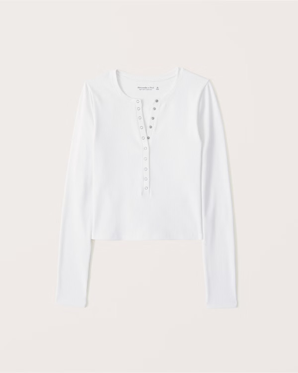 Women's Long-Sleeve Seamless Rib Fabric Henley | Women's Tops | Abercrombie.com | Abercrombie & Fitch (US)