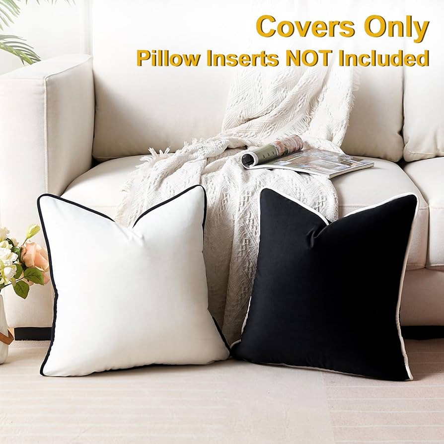 Black and White Pillow Covers for Couch Throw Pillows 18x18 Black and White Decorative Cushion Co... | Amazon (US)