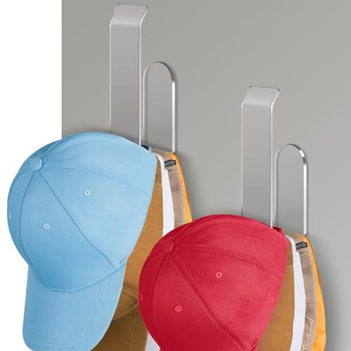 NiHome Clear Acrylic Hat Racks for Baseball Caps, Removable No-Drill Hat Holder Storage Organizer with Nano Adhesive Tape, Hat Hanger for Door, Bedroom & Closet, 2-Pack | Amazon (US)