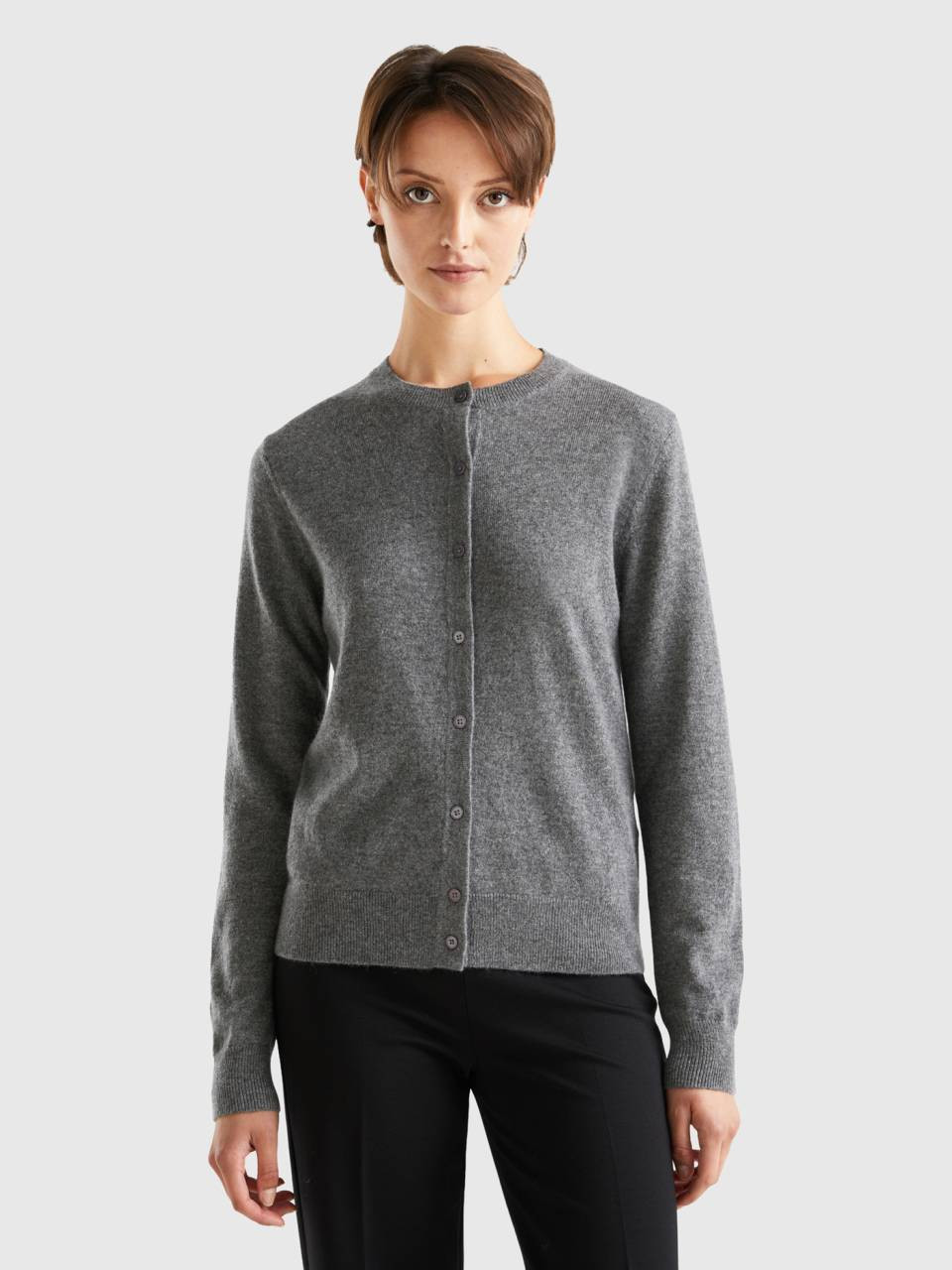 Dunkelgrauer Cardigan aus reinem Cashmere - Dunkelgrau | Benetton | Benetton (EU)